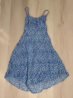 Blue Floral Spaghetti Strap Sundress